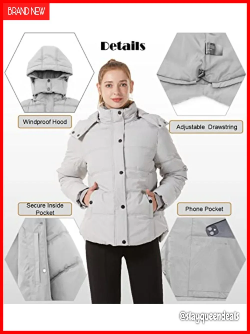 Quilted Puffer Jacket with Removable Hood - Warm Winter Coat